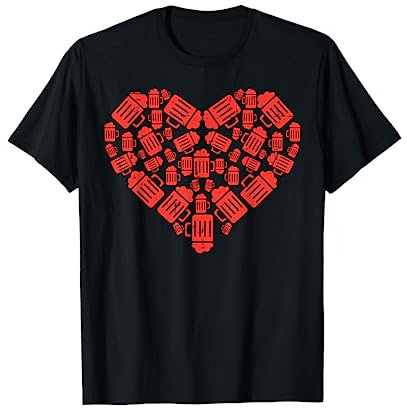 Coeur Rouge Biere Mug Humour Saint Valentin Beer Cadeau T-Shirt
