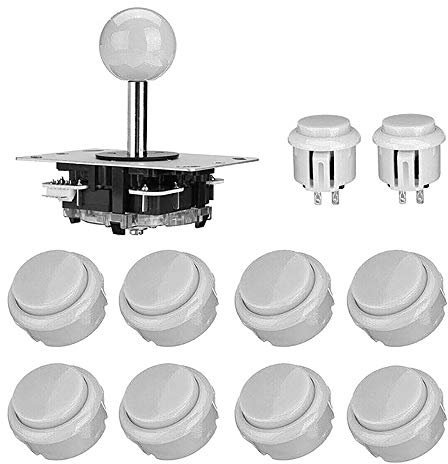 SagaSave Arcade Games Kit di parti fai da te, kit per controller di gioco per PC con 1 joystick arcade 10 pulsanti arcade - bianco