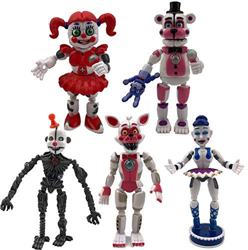 5PCS FNAF Action Figuren Five Nights Game Articulated Action Figures Collectible Figure Xmas Gifts Cake Toppers 5.5 inch…