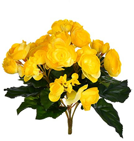 Vickerman Künstlicher Begonienstrauch, Polyester, 24,1 cm, Gelb