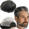 Echthaar Toupet für Männer, YANAHAIR Glattes Haar 0,04-0.06mm V-Loop PU Super Dünn Haut Haarsystem Yanaair Europäische Echthaarteile Toupet Echthaar Perücke Mann(10x8,#1B40 schwarz und grau)