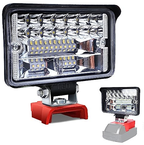 Fiihio - Luz de trabajo LED inalámbrica para baterías de litio Milwaukee de 18 V, 108 W 5400 lm, luz de trabajo portátil m18, luces de inundación para iluminación en el lugar de trabajo, camping