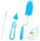 Goupillon Biberon 3pcs Nettoyage Silicone Biberon Brosse Tétine Nettoyage Brosse Rotatif - Anti-Rayures/Seche Vite (Bleu)