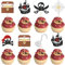 Gyufise 24Pcs Pirate Cupcake Toppers Glitter Nautical Sailing Skull Cap Flag Cupcake Picks for Pirate Theme Baby Shower Kids Birthday Party Cake Decorations Supplies