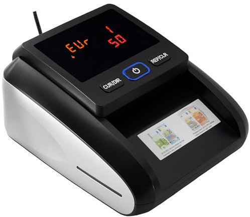 JEVX Detector Billetes Falsos y Contador de Billetes, Máquina de Contar Dinero, Comprobador contadora para billete Euro y Dólar