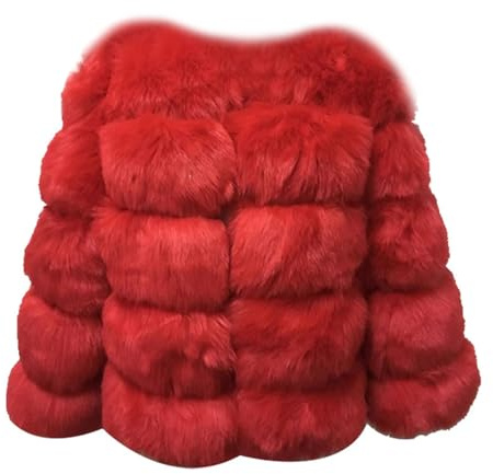 ZhuiKun Women's Faux Fur Coat Short Artificial Fur Overcoat Solid Thick Outerwear Shaggy Parka Cardigan Jacket - Style 8, XL