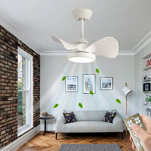Ventilateur Plafond avec Lumiere Silencieux Telecommande Dimmable Plafonnier Ventilateur Led Réversible Moteur DC 6 Vitesses Lustre Ventilateur de Plafond Chambre Blanc pour Salon Salle a Manger