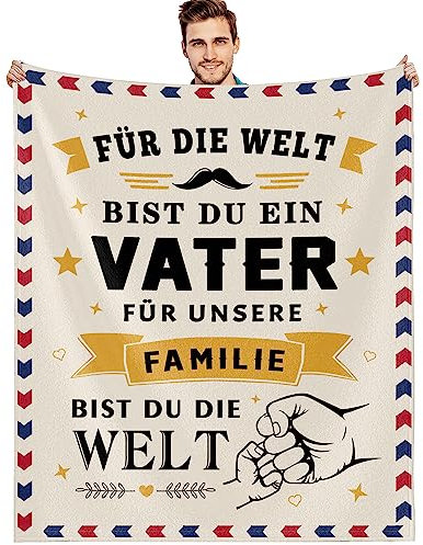 G-dake Geschenke für Papa Vater Geburtstag Geburtstagsgeschenk von Tochter Sohn Geschenkideen für Vatertagsgeschenk Weihnachten Erntedank, Bester Papa Decke mit Kuscheldecke Flauschig 130x150cm