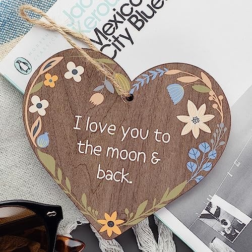 I Love You To The Moon And Back Wooden Hanging Plaque Love Gift Friendship Sign