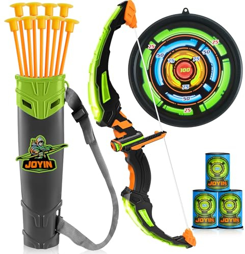 JOYIN Kids Bow and Arrow Set with LED Flash Lights, Outdoor Archery Set Toy Gift for Boys and Girls Ages 6-12 with Suction Cup Arrows, Target & Arrow Case, Great Birthday Gift for Kids/Children
