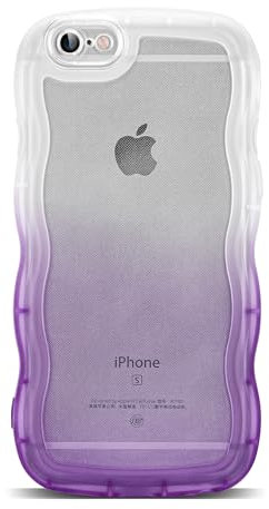 XIQI Compatible with iPhone 6s/6 Case 4.7, Cute Kawaii Curly Wave Frame Shape Soft Silicone Shockproof Protective Phone Cover for Women Girls, Gradient Purple