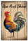 GLOBLELAND Cartel de metal vintage con texto en inglés Rise and Shine de 20 x 30 cm, diseño retro de pollo, para decoración del hogar, cocina, bar, cafetería, club, huerto