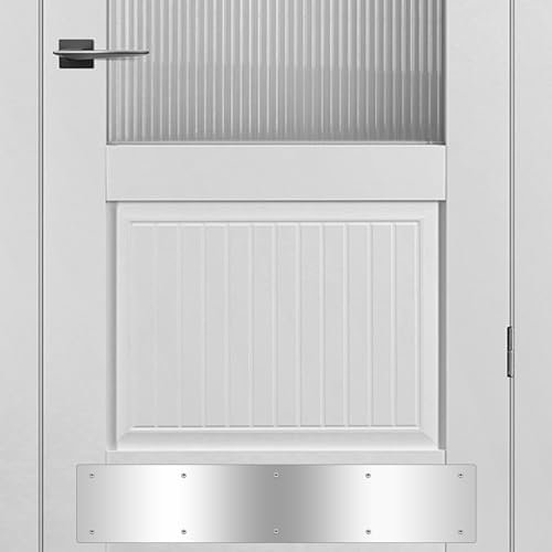Bikykose 2pcs 30×6Inch Aluminum Door Kick Plates for Exterior Doors – Decorative Protection to Prevent Damage from Kicking – Stylish and Durable Door Kick Plate(Silver)