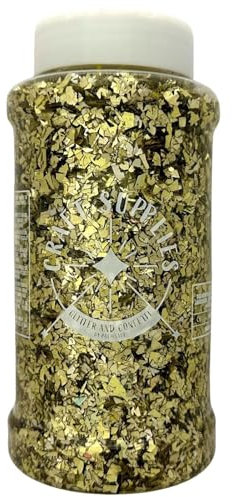 Large 400g Shaker Jar of Chunky Gold Glitter-Colourful Glitter for Resin or Crafts, Chunky Glitter, Nail Art