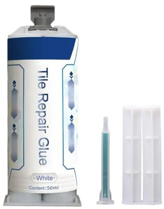 Colle pour réparation de carreaux, 50ml, adhésif AB, céramique, marbre, sol, toilettes, lavabo, réparation de fissures, colle de calfeutrage (Blanc)