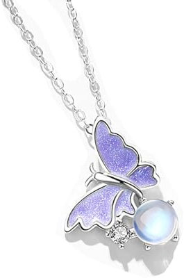 Wendalern Boho Collana girocollo a farfalla in cristallo viola Collana con ciondolo a forma di farfalla Insetto Delicata pietra portafortuna Collana a catena con farfalla Gioielli per donne Ragazze