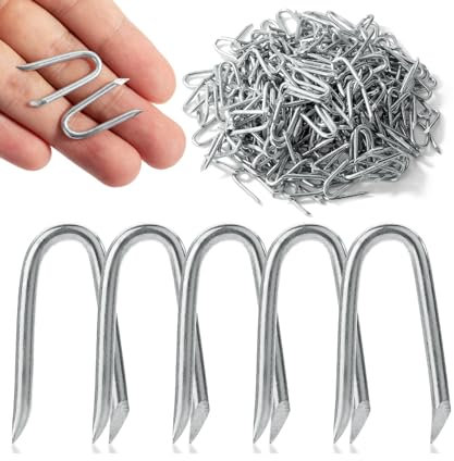 Bates Choice Fence Staples, 200 pcs, 1 Galvanized Steel, Silver, U Shaped Nails for Wood & Wire Fencing