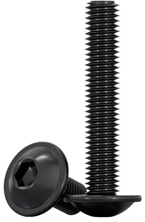 Drenky M8 Schrauben Edelstahl Innensechskant, M8x35mm Linsenkopfschraube mit Flansch Rostfreier Edelstahl A2 V2A Flachkopfschraube mit Innensechskant Schwarz Gewindeschrauben Vollgewinde, 10 Stück