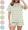 Womens 2 Piece Roller Rabbit Pajamas Cute Monkey Pajamas Preppy Set Roller Rabbit Pjs Roller Rabbit Pajamas Dupes (Green,3X-Large)