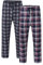 JINSHI Bas de Pyjama Homme à Carreaux Pantalon de Pyjama Long Modal Doux Pantalon de Nuit Élastique avec Bouton et Poches Lot de 2 Carreaux A Taille L