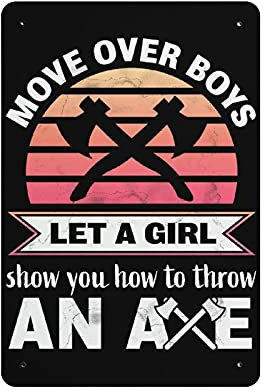 Oudrspo Vintage Axe Throwing Tin Sign Metal Poster Retro Plaque Wall Decor Gift For Garden Men Cave Garage Classroom Library Living Room Cinema 8x12inch