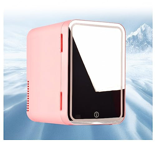KOHARA Petit Mini-réfrigérateur pour Chambre à Coucher, avec Miroir LED, Mini-réfrigérateur de Maquillage d'une capacité de 8 L, Chaud et Froid, réfrigérateur pour Soins de la Peau à do