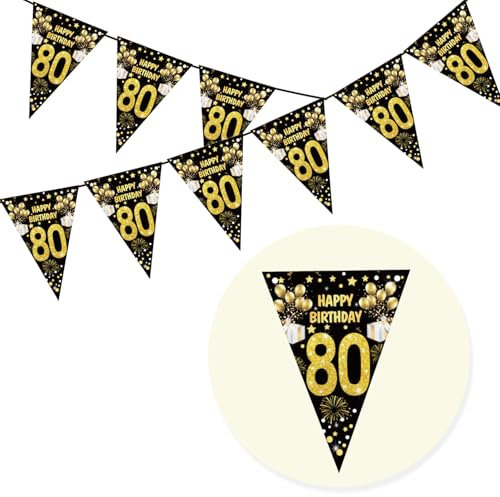 Geburtstag Wimpelkette Happy Birthday Banner mit Zahlen, Geburtstag Deko Zubehör Party Dekoration Banner Geeignet für 80. Geburtstag (80. Geburtstag)
