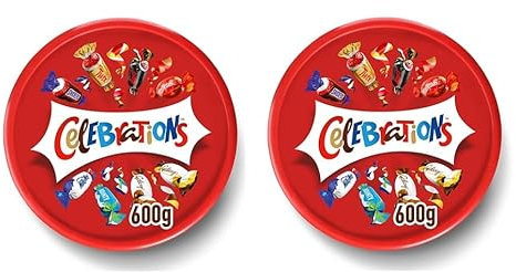 Celebrations Schokolade Großpackung I Mini-Schokoriegel Snacks (Maltesers, Galaxy, Snickers) Mini Schoko Pralinen, Süßigkeiten Box (1200g (2er Pack))