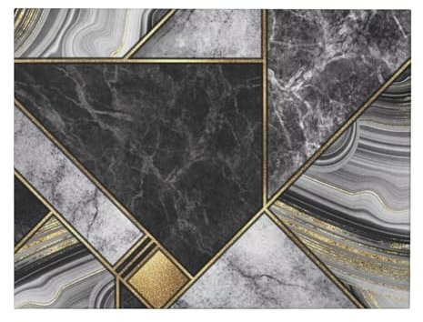 GRatka Wandkunstdrucke, Leinwandbild, 30 x 40 cm, dekoratives Gemälde, Wandkunst, Gemälde,Schwarzer Marmor Textur Gold gedruckt