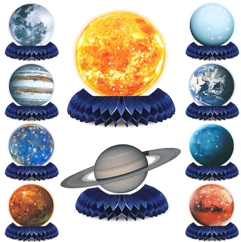 10 Stück Geburtstag Dekoration,Sonnensystem Wabenbälle Tischdeko Weltraum Themed Honeycomb Party Dekorationen Papier Tischdekoration Geburtstag für Kinder Geburtstag Party Tischaufsätze