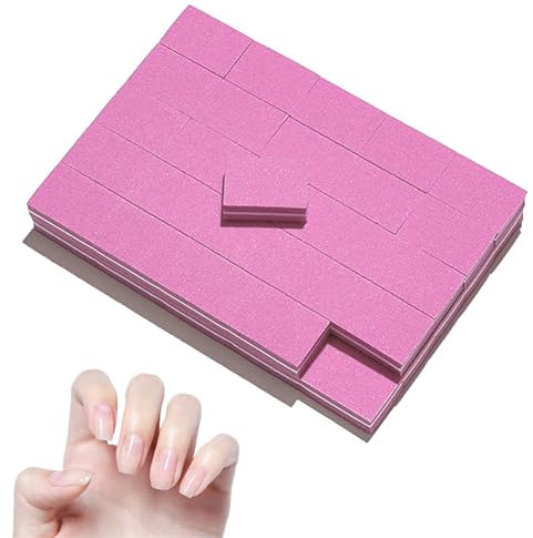 50Pcs Mini Nail Buffer Blocks Double Sided Grit Nail Block Nail Buffer Manicure Pedicure Tools Sandwich Nail Buffer Washable for Smoothing and Polishing Acrylic Nails Salon Home Use (Pink)