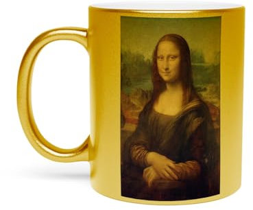Fabulous Goldene Tasse aus verchromter Keramik - Gemälde Leonardo da Vinci Mona Lisa La Mona Lisa Klassisches Kunstwerk - 325 ml
