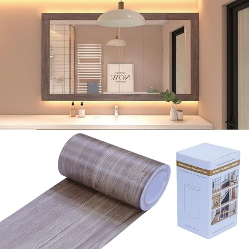 FEILAYS Holzoptik Klebeband,Selbstklebende PVC-Bordüre, Wanddekoration, entfernbar, selbstklebend, für Küche, Badezimmer,Türen Bordüre, Aufkleber, Tapete, 15cm x10m