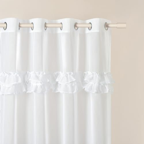 ROOM99 Gardine mit Ösen Frilla 350 x 250 cm Breite x Höhe Wohnzimmer Transparent modern Vorhang Schal Wohnzimmer Schlafzimmer Weiß Rüsche, 1 Stück