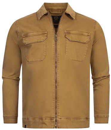 Indicode Herren INRusso Langarm-Hemd mit Zwei Brust-Taschen und Reißverschluss | Herrenjacke Männer Otter, XXL