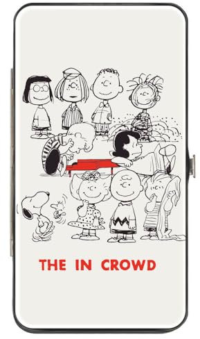 Peanuts Geldbörse mit Scharnier Peanuts Gang the In Crowd Group Pose Weiß Schwarz Rot Veganes Leder, Weiss/opulenter Garten, 7 x 4, Casual