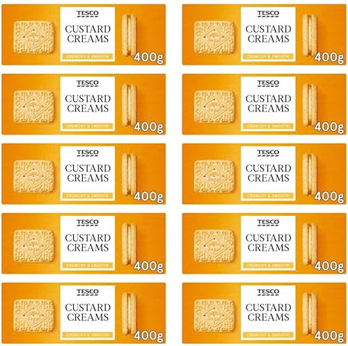 Biscuits Bundle with Custard Cream Biscuits 400g - 10 Pack | Sandwich Biscuit with a Vanilla Flavour Filling, Suitable For Vegetarians.