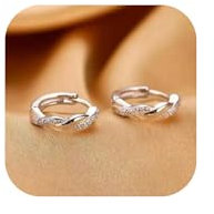 Ohrringe der Modefrau - Sterling Silber 925 Creolen für Damen - Runde, Glänzende Kleine Creolen mit AAA+ Zirkonia Strasssteinen - Hypoallergen - 2 Stück