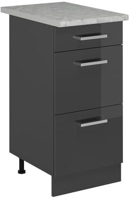 Vicco Mueble bajo de Cocina R-Line, Antracita Alto Brillo, 40 cm ET Mármol