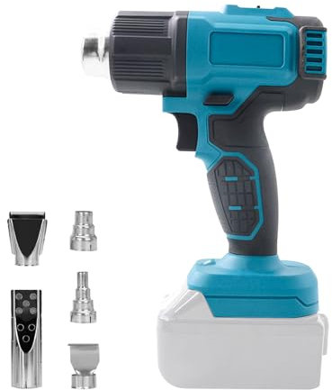 Pistola termica senza fili, compatibile con batteria Makita da 18 V, max 550 °C, riscaldamento rapido 2-3 secondi, con 5 ugelli per tubi termoretraibili, involucro in vinile, artigianato, elettronica