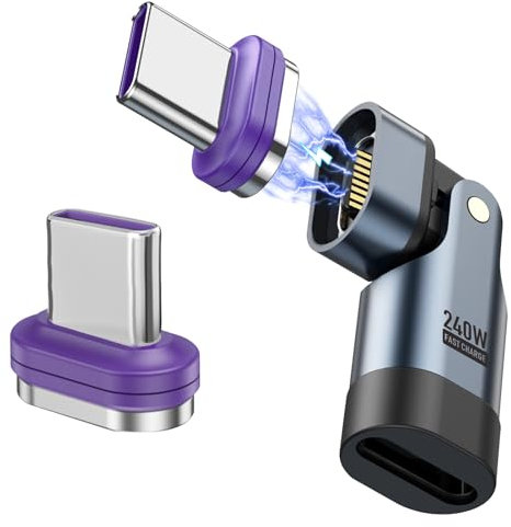keyxer Cavo USB Magnetico Solo Ricarica 240W Tipo C, 180° Rotante 16Pin 5A, Supporto PD 48V per iPhone 15 Pro/Mini 6/Samsung Galaxy A54,Cavo Magnetico Usb C,per MacBook Pro/USB-C