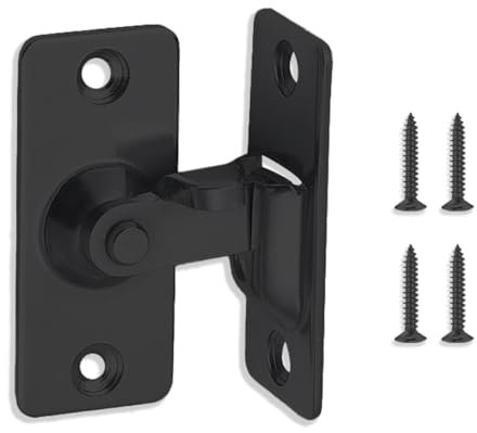UBRAVE Pestillo De Puerta Corredera 90 Grados De Acero Inoxidable,Perno De Puerta,Cerradura Giratoria,Corredera Interior Instalar De 90 Grados,Superficie esmerilada negra(90 Grados/Negro)