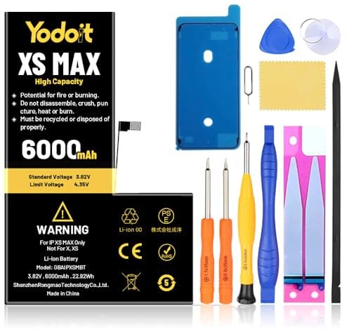 Yodoit 6000mAh Battery Replacement for iPhone XS Max High Capacity 0 Cycle Battery for A1921, A2101, A2102, A2103, A2104 with Repair Tool Kit