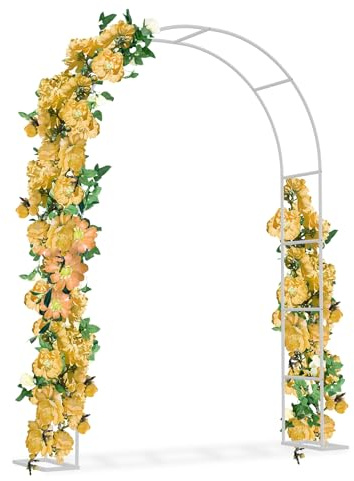 NAIZY Arco per rose in metallo, 2,4 m, stabile, decorazione da giardino, decorazione per rose, resistente alle intemperie, per matrimoni, per piante rampicanti, colore: bianco