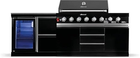 GORILLER® BLACKBACK S4 Outdoor-Küche, XXL-Gasgrill mit Kühlschrank, Edelstahl, Schwarz