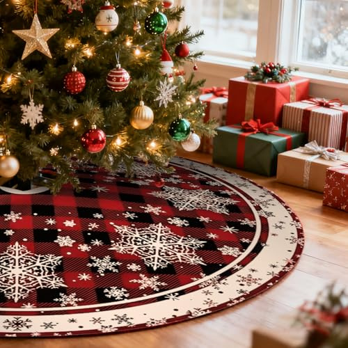 Vuemhjaey wunderschöne 120cm Weihnachtsbaum Decke - Perfekter Rock für deinen Tannenbaum, Weihnachten & Festliche Dekoration mit Weihnachtsbaum Teppich oder weihnachtsbaumdecke rund