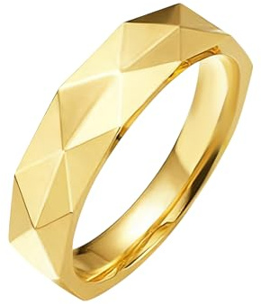 Whoiy Hochzeitsringe 585 Gelbgold, Eheringe Echt Gold 14K Kein Edelstein Echt Verlobungsring Schlicht 5.5MM Trauring für Herren Gr. 70 (22.3)