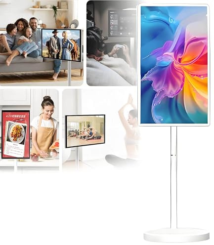 écran Tactile Portable 24 Pouces Avec Support Sur Roulettes, écran Tactile Sans Fil, Mobile Et Roulant, Pivotant Et Rotatif, Avec Fonction De Diffusion Sans Fil, Autonomie De 8 Heures 24inch-8+128G