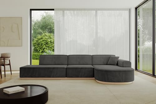 ALTDECOR Ecksofa in L-Form Corner Sofa Bett Eckcouch Couch Wohnlandschaft Cauchsofa Arrio-L2-328x171x83 cm Dunkelgrau
