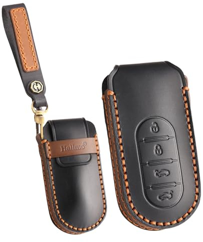 Rondrive Leder Autoschlüssel Hülle Kompatibel mit Smart #5 2025 2026 schlüsselhüll Schlüsseletui Schlüsseltasche Funkschlüssel Cover Schlüsselschutz mit Schlüsselanhänger Auto Zubehör 4Tasten Schwarz